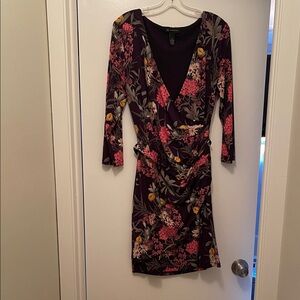 INC International Concepts Purple Floral Long Sleeve Dress